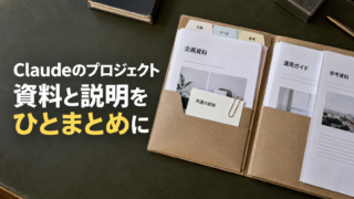 資料をまとめた仕分けフォルダー。Claudeのプロジェクト。資料と説明を。ひとまとめに。