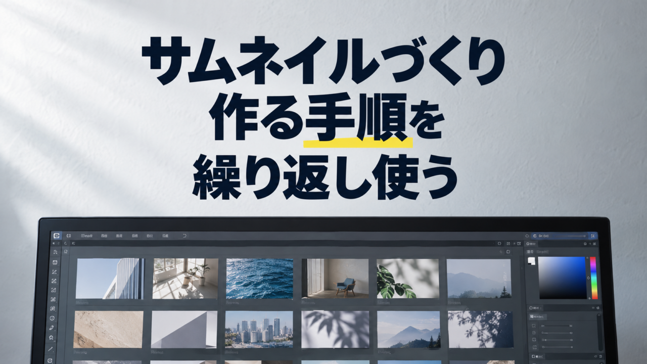 画像を一覧表示したモニター。サムネイルづくり。作る手順を。繰り返し使う。