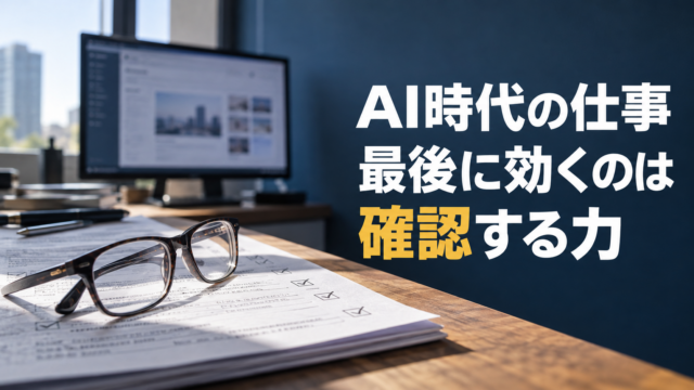 確認用の書類と眼鏡。AI時代の仕事。最後に効くのは。確認する力。